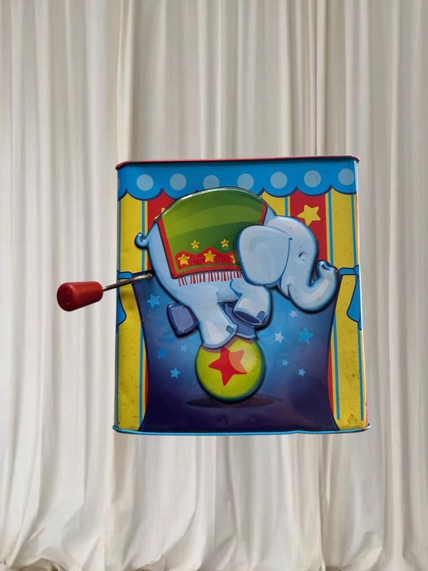 Schylling Circus Elephant Jack-In-The-Box - Vintage Style Musical Tin Toy - Image 1