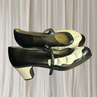 Begona Cervera Flamenco Dance Shoes - Black and Cream Leather Mary Janes - Image 1