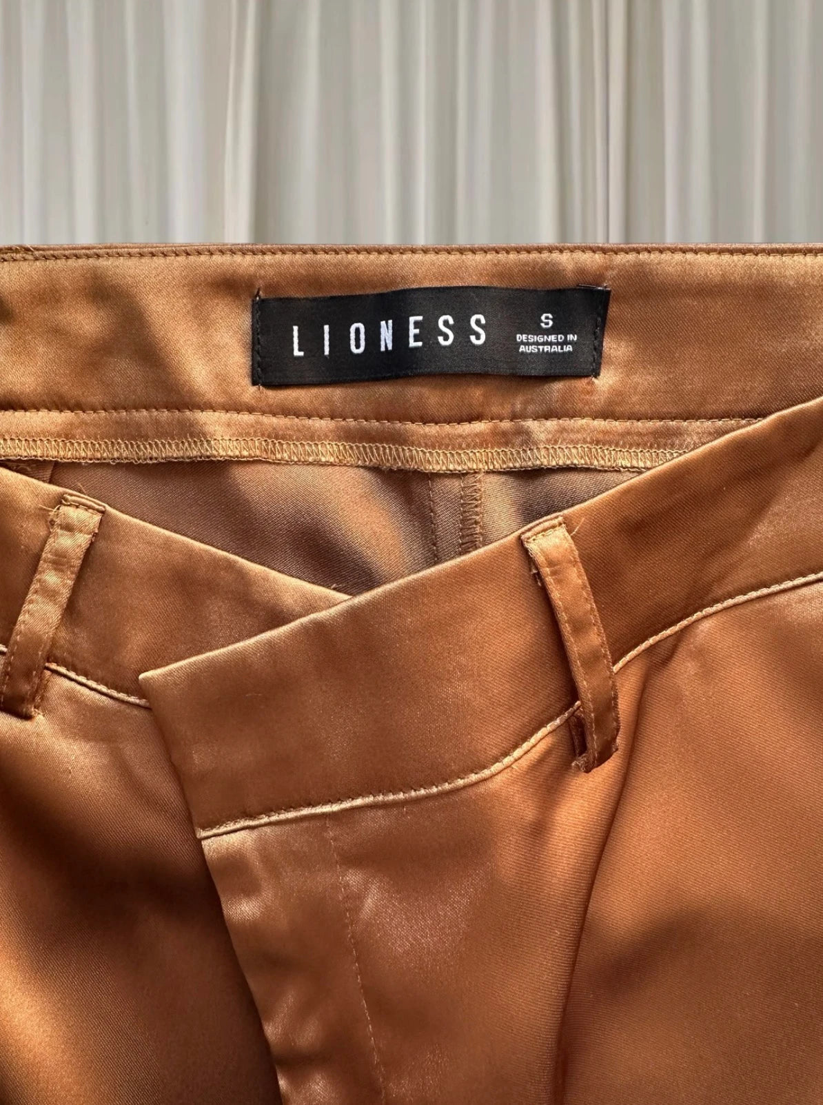 Lioness Satin Cargo Shorts - Bronze Utility Style - Image 5