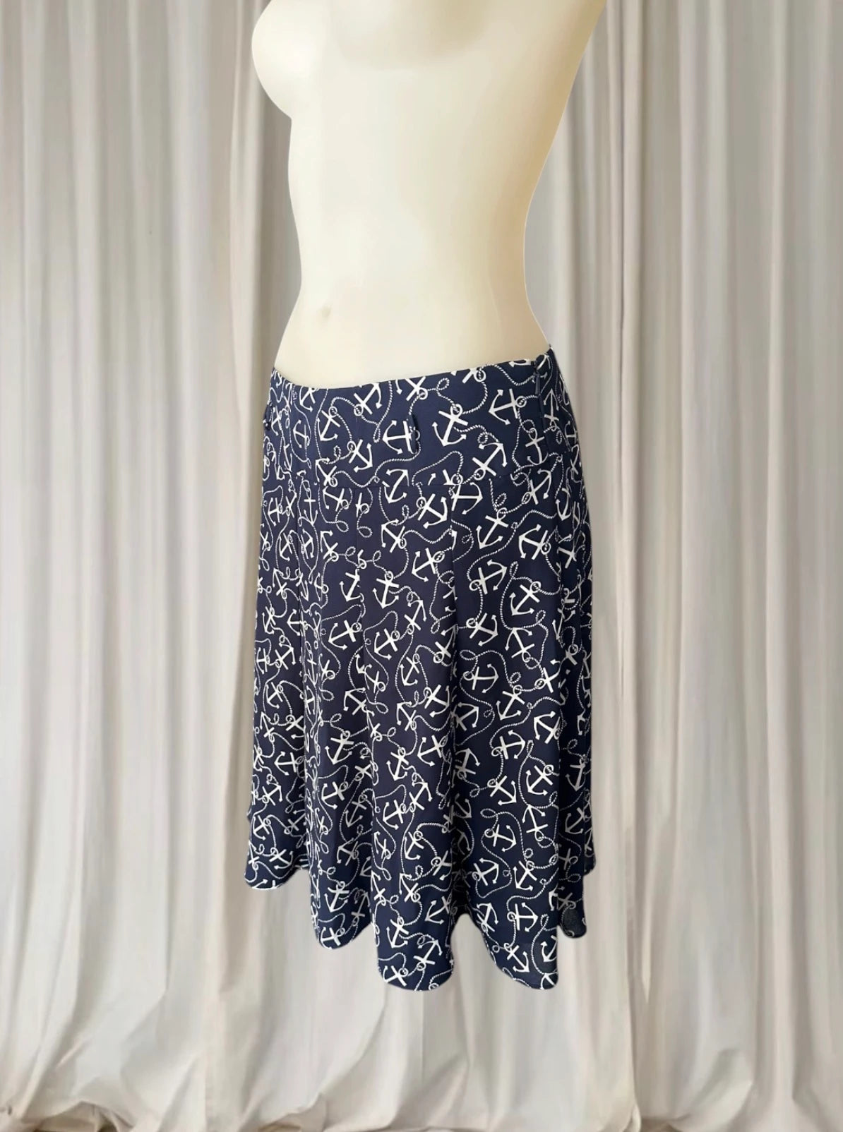 Review Anchors Away A-Line Skirt - Navy Blue Nautical Print - Image 2