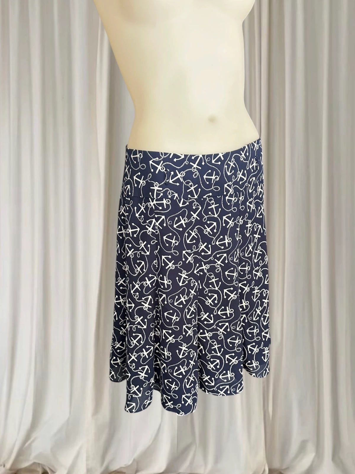Review Anchors Away A-Line Skirt - Navy Blue Nautical Print - Image 3