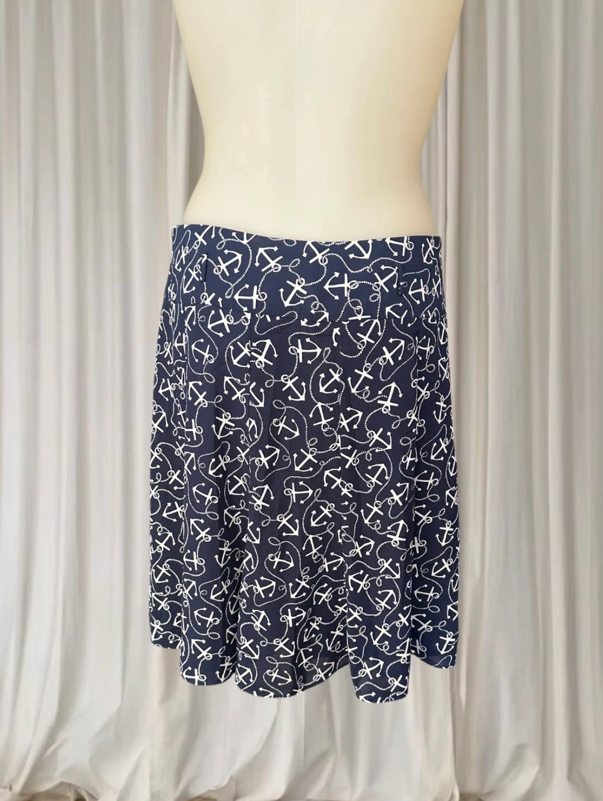 Review Anchors Away A-Line Skirt - Navy Blue Nautical Print - Image 4