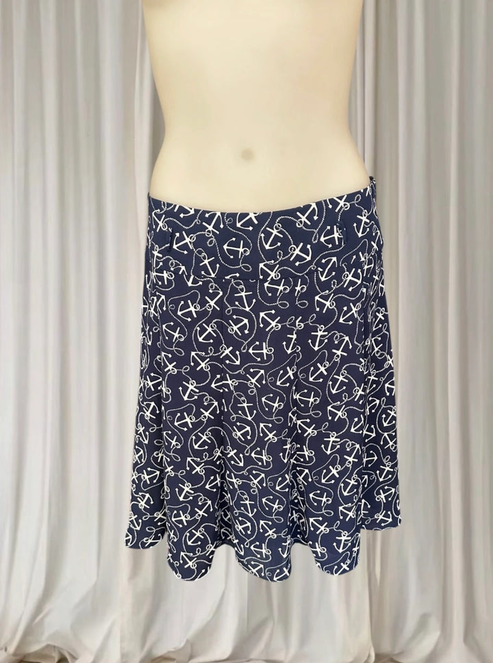 Review Anchors Away A-Line Skirt - Navy Blue Nautical Print - Image 1