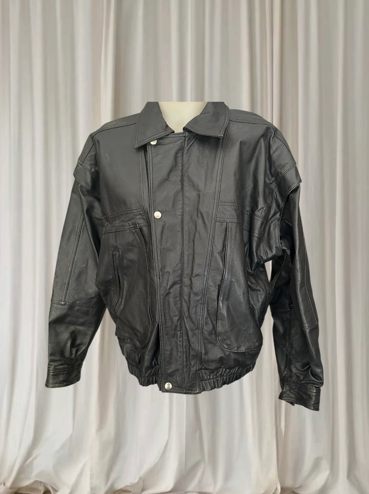 Saddlery Leather Bomber Jacket - Vintage Oversized Unisex Fit - Image 1