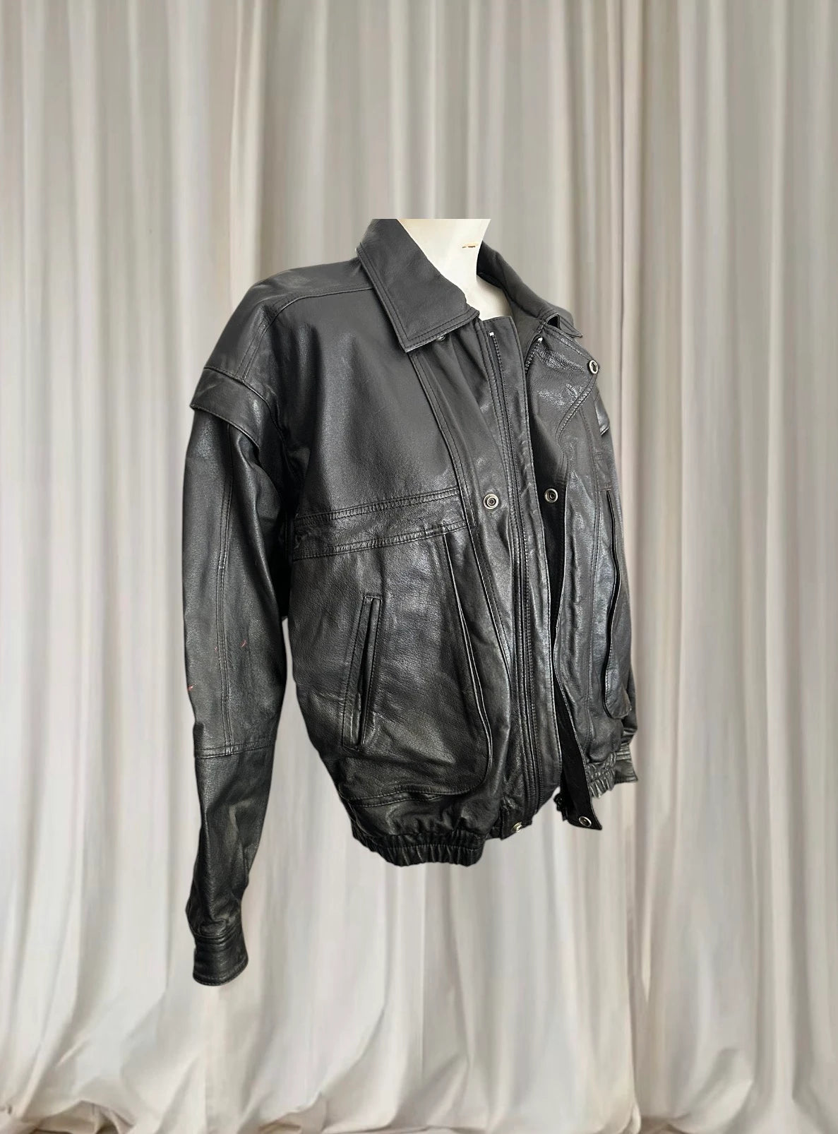 Saddlery Leather Bomber Jacket - Vintage Oversized Unisex Fit - Image 4