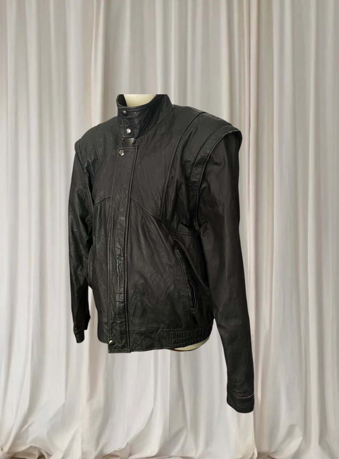 Vintage 80s Leather Bomber Jacket - Authentic Made In Mexico Retro Style - Image 2