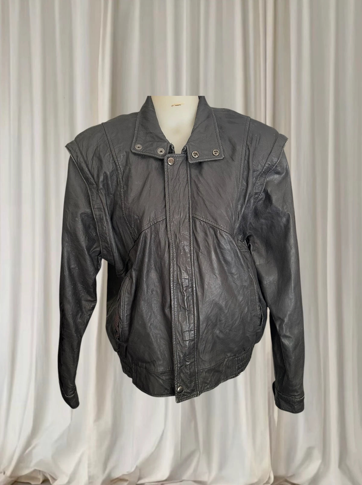 Vintage 80s Leather Bomber Jacket - Authentic Made In Mexico Retro Style - Image 3