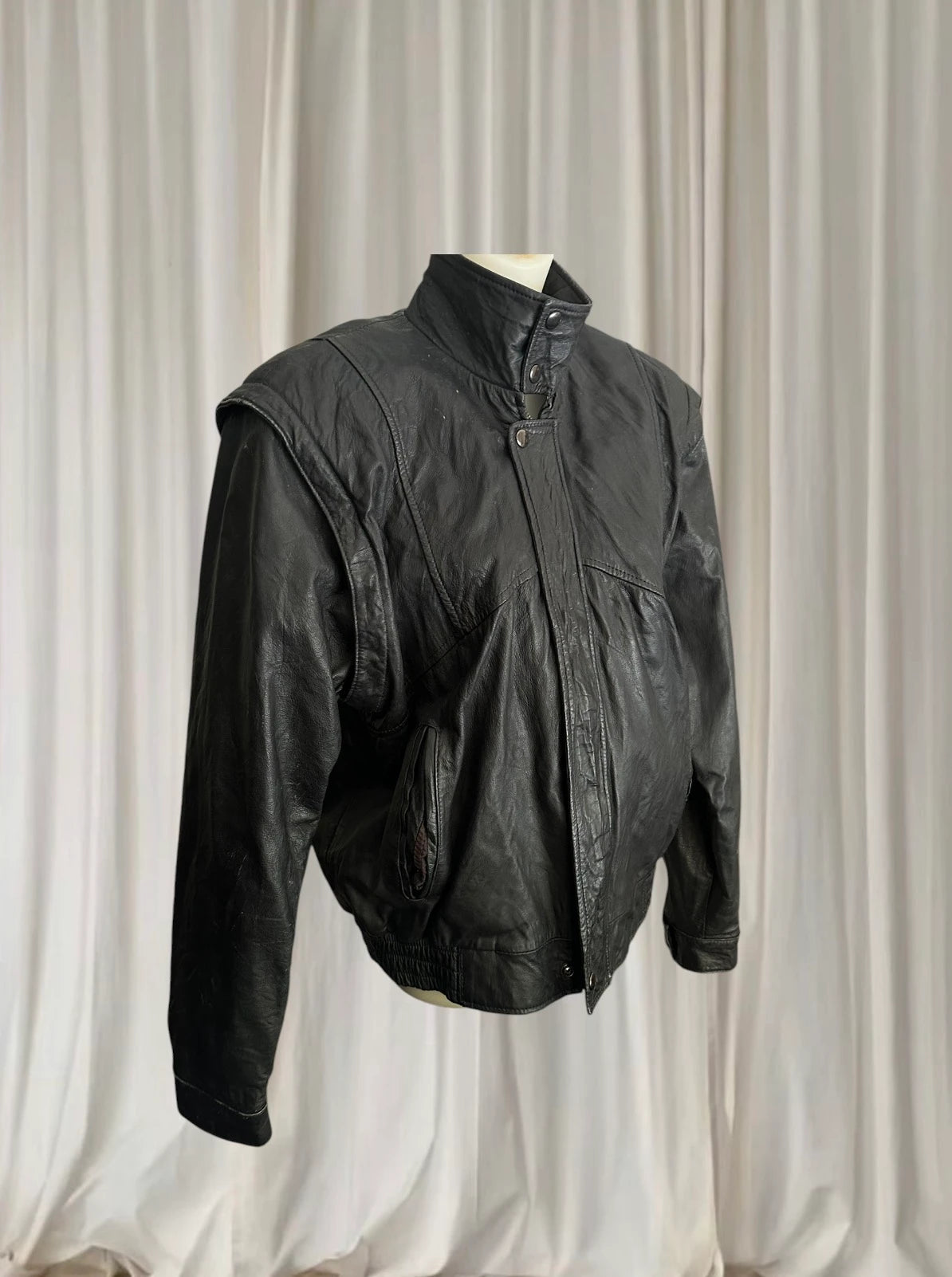 Vintage 80s Leather Bomber Jacket - Authentic Made In Mexico Retro Style - Image 4