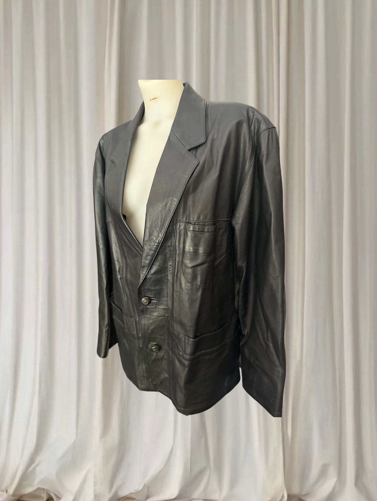 John Palermo Leather Blazer Jacket - Vintage Classic Black Men's Coat - Image 3