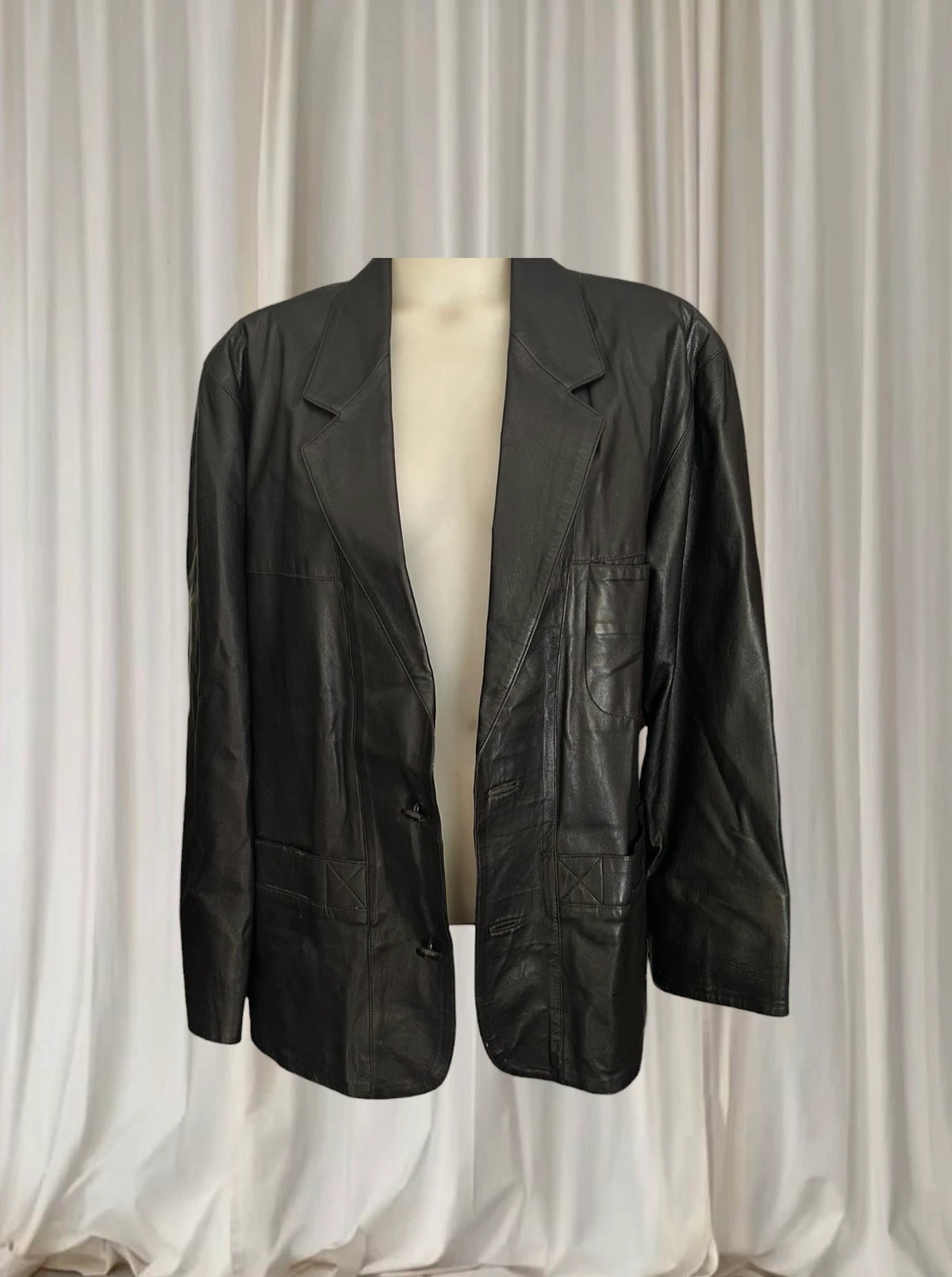 John Palermo Leather Blazer Jacket - Vintage Classic Black Men's Coat - Image 2