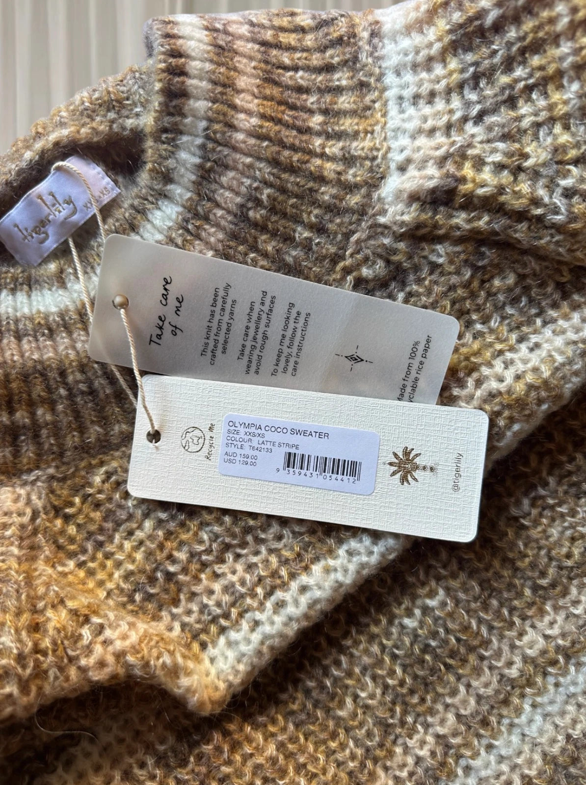 Tigerlily Olympia Coco Sweater - Striped Mock Neck Knit - Image 6
