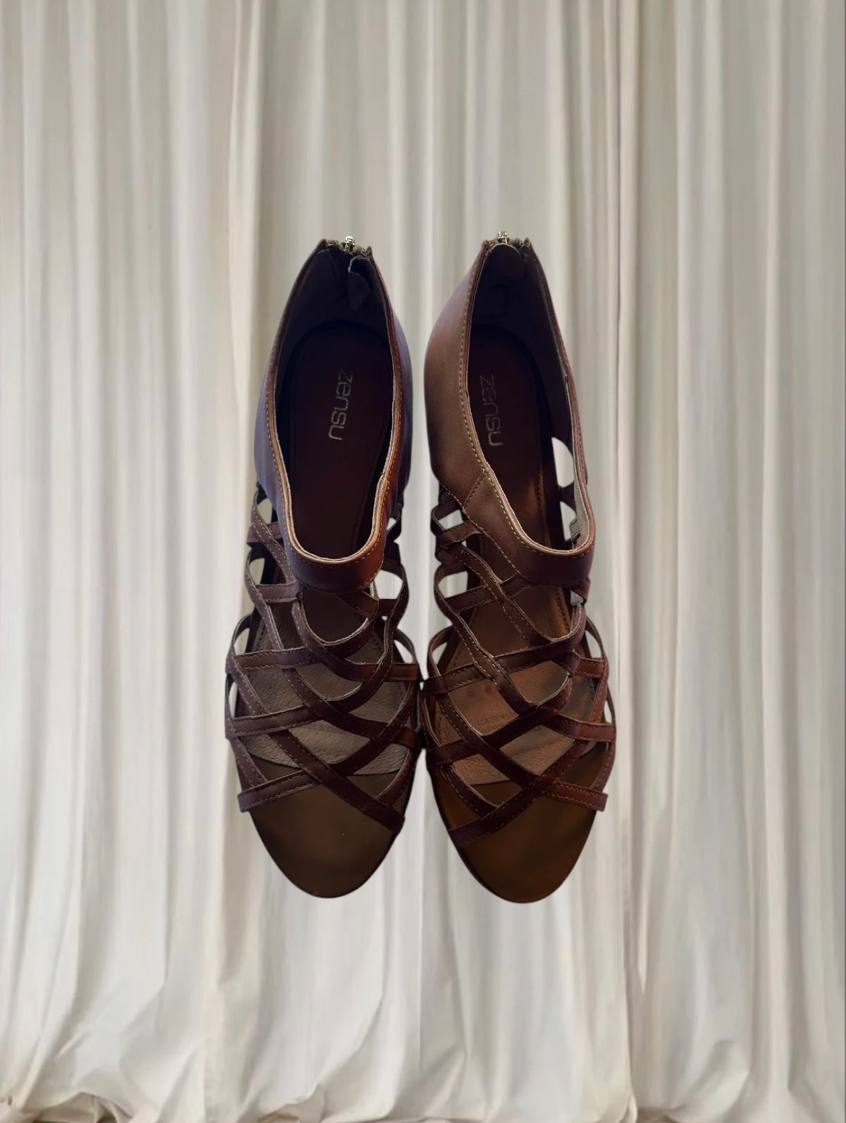 Zensu Brown Cutout Strappy Wedge Sandals - Size 11 - Image 5