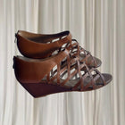 Zensu Brown Cutout Strappy Wedge Sandals - Size 11 - Image 1