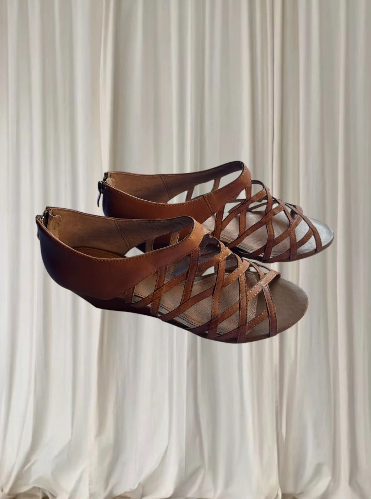 Zensu Brown Cutout Strappy Wedge Sandals - Size 11 - Image 4