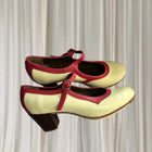 Gallardo Flamenco Dance Shoes - Two-Tone Pink and White Mary Jane Heels - Image 1