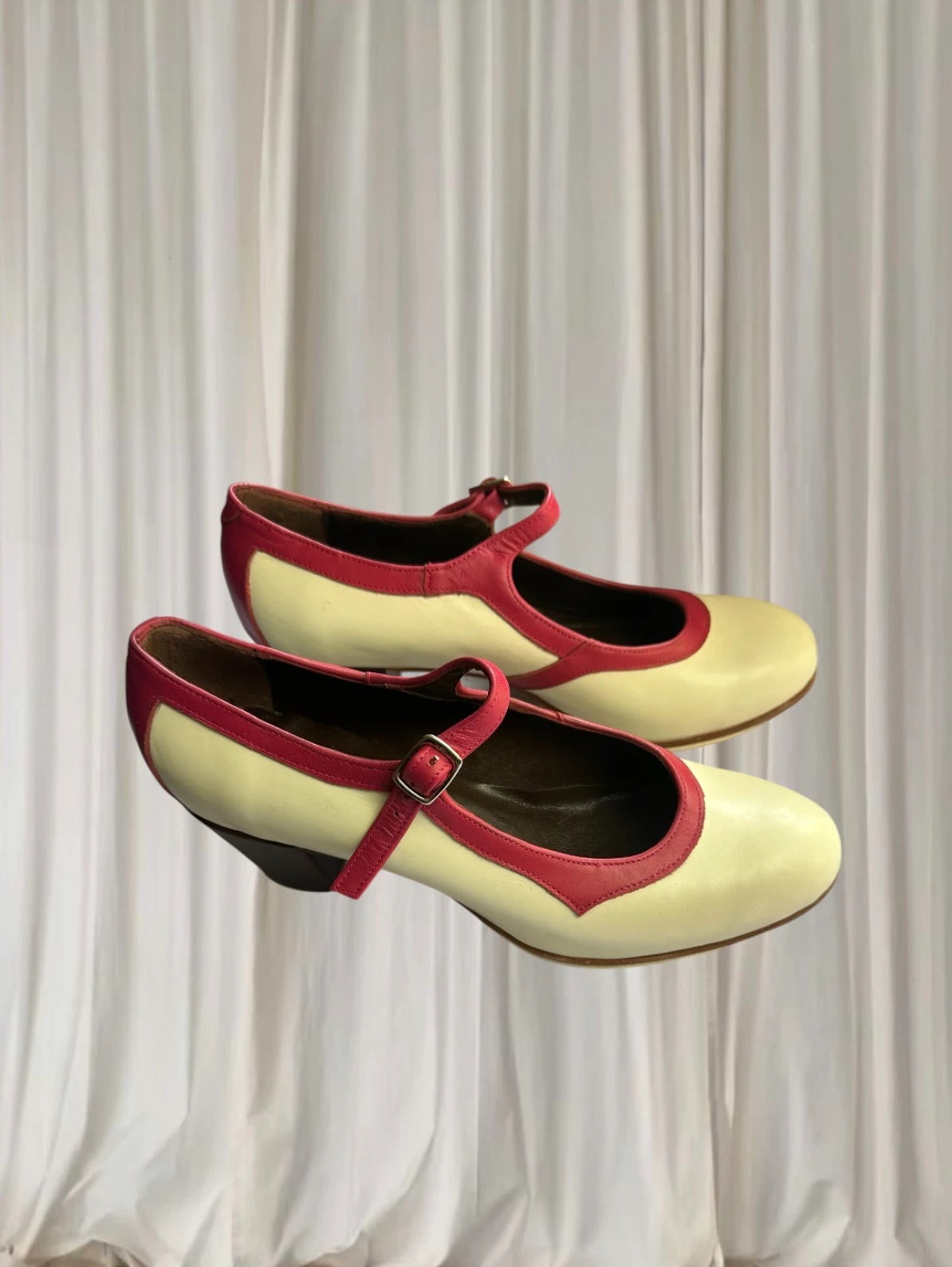 Gallardo Flamenco Dance Shoes - Two-Tone Pink and White Mary Jane Heels - Image 5