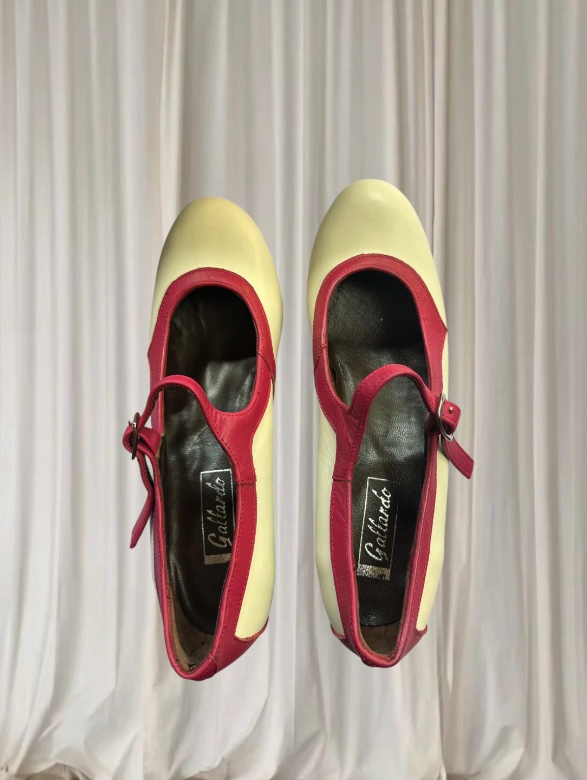 Gallardo Flamenco Dance Shoes - Two-Tone Pink and White Mary Jane Heels - Image 6