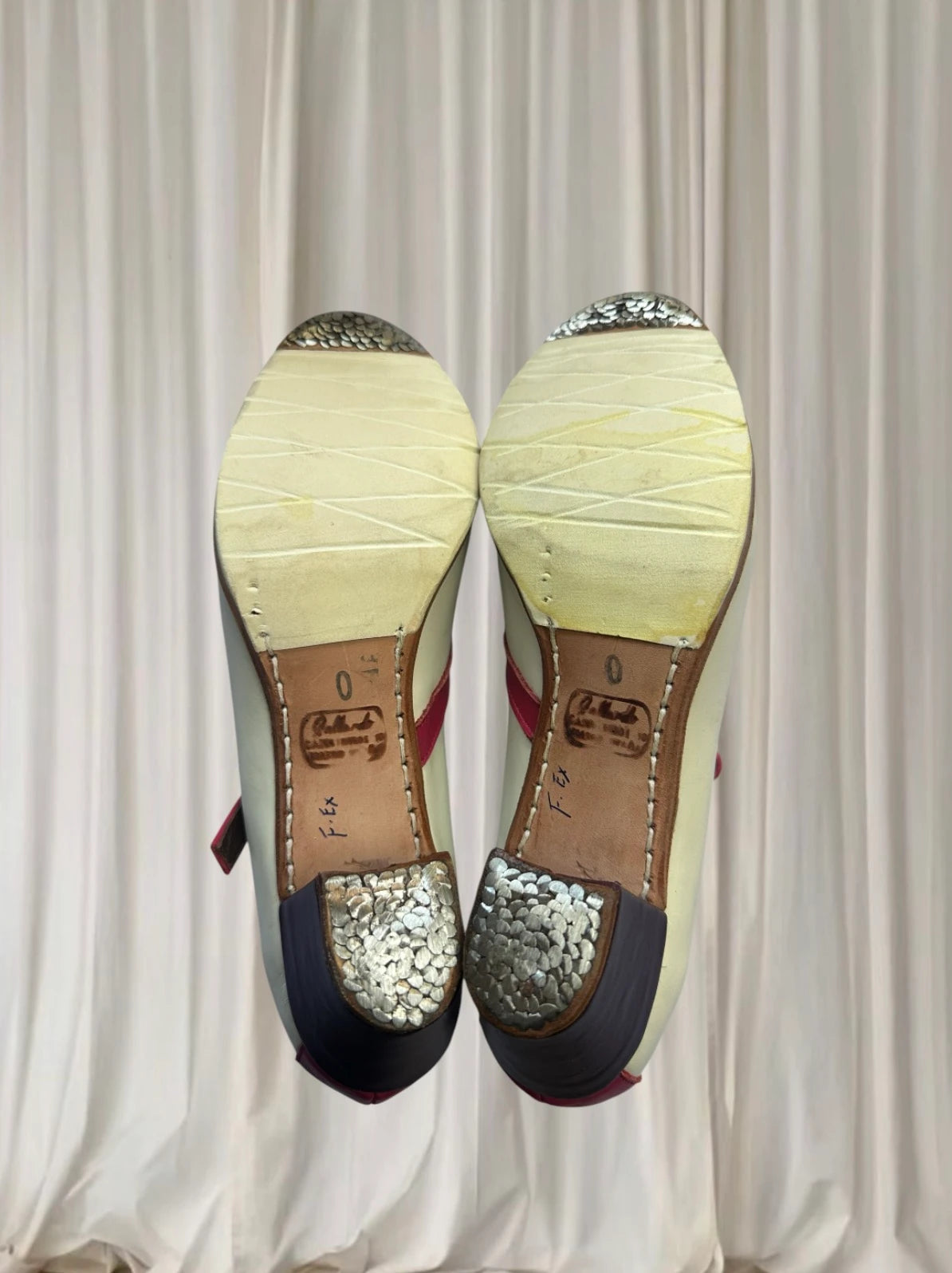 Gallardo Flamenco Dance Shoes - Two-Tone Pink and White Mary Jane Heels - Image 7