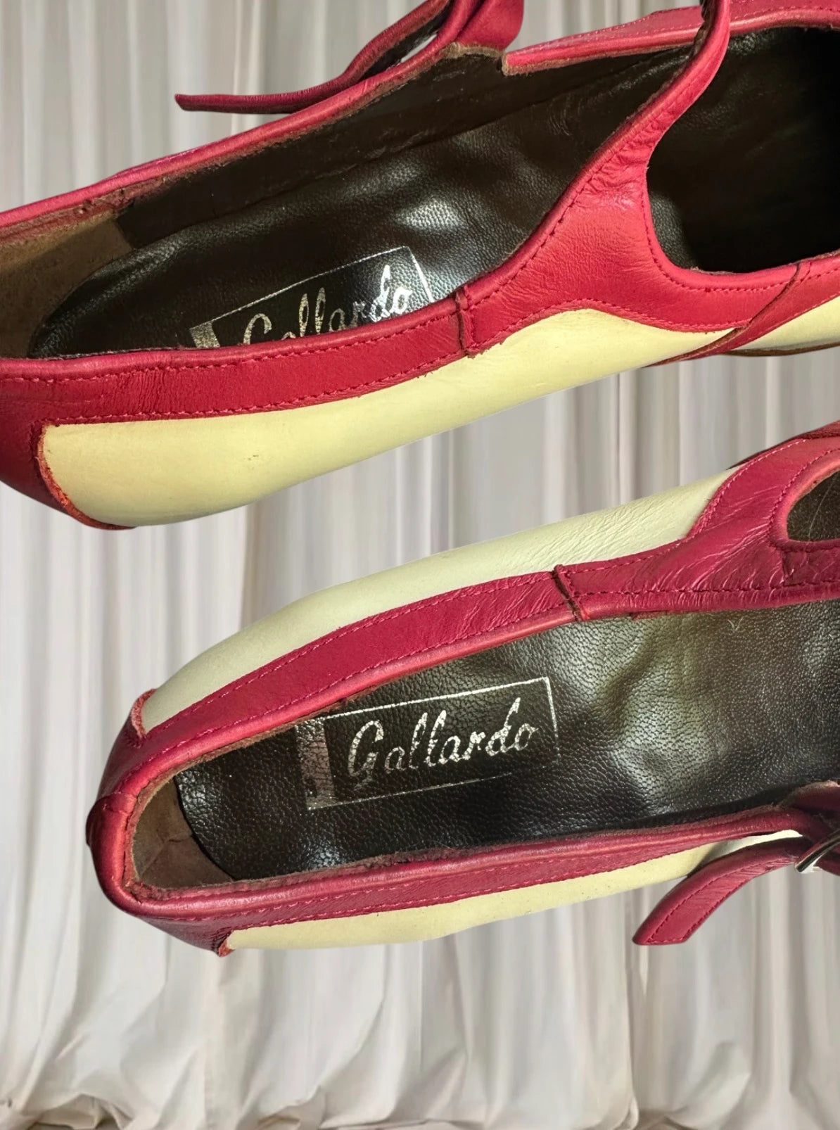Gallardo Flamenco Dance Shoes - Two-Tone Pink and White Mary Jane Heels - Image 8