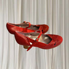 Vintage Collection Flamenco Dance Heels - Authentic Spanish Flamenco Textured Red - Image 2