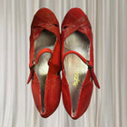 Vintage Collection Flamenco Dance Heels - Authentic Spanish Flamenco Textured Red - Image 5