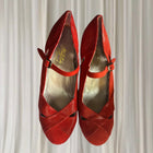 Vintage Collection Flamenco Dance Heels - Authentic Spanish Flamenco Textured Red - Image 6