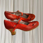 Vintage Collection Flamenco Dance Heels - Authentic Spanish Flamenco Textured Red - Image 1