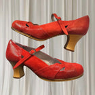 Vintage Collection Flamenco Dance Heels - Authentic Spanish Flamenco Textured Red - Image 3