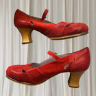 Vintage Collection Flamenco Dance Heels - Authentic Spanish Flamenco Textured Red - Image 4