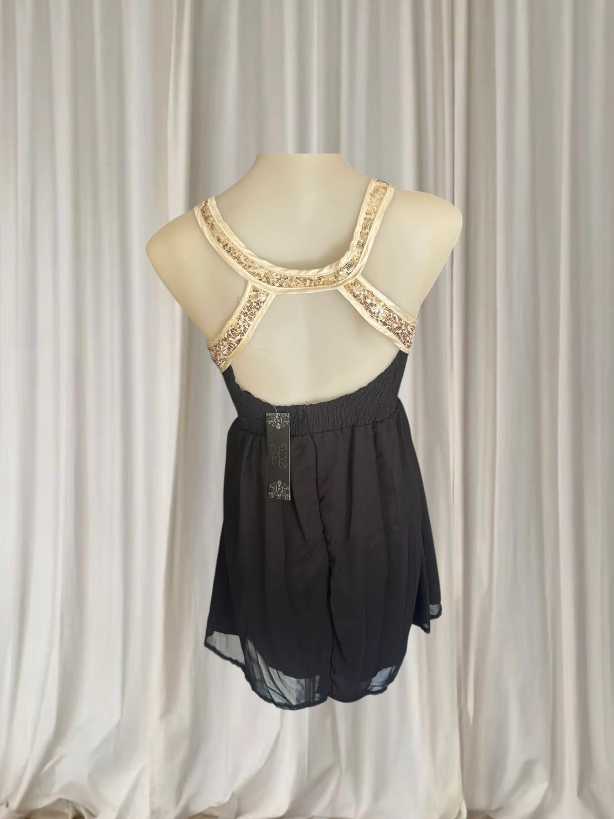 Ice Black And Gold Sequin Embellished Sleeveless Mini Dress - New With Tags - Image 4