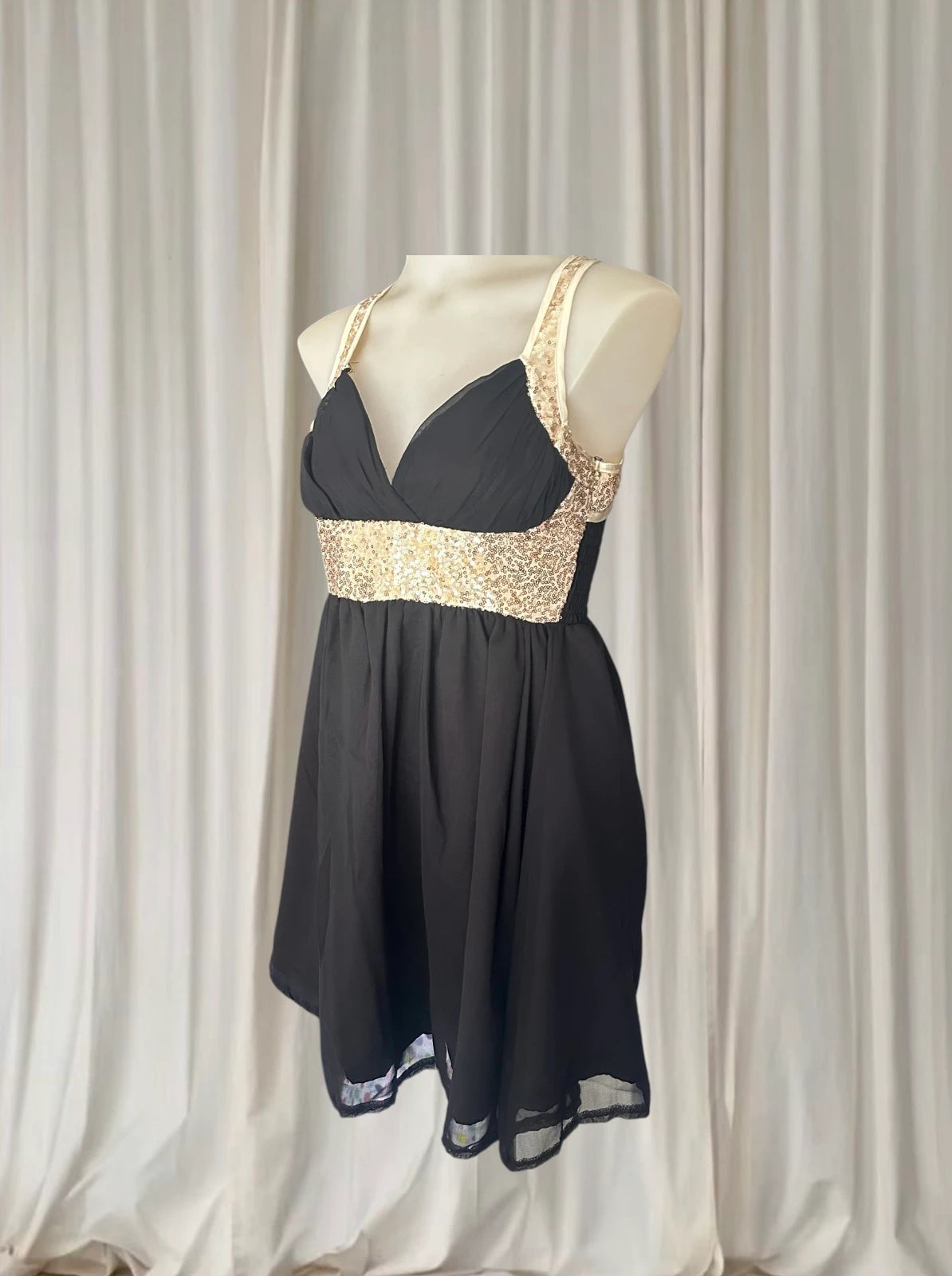 Ice Black And Gold Sequin Embellished Sleeveless Mini Dress - New With Tags - Image 3