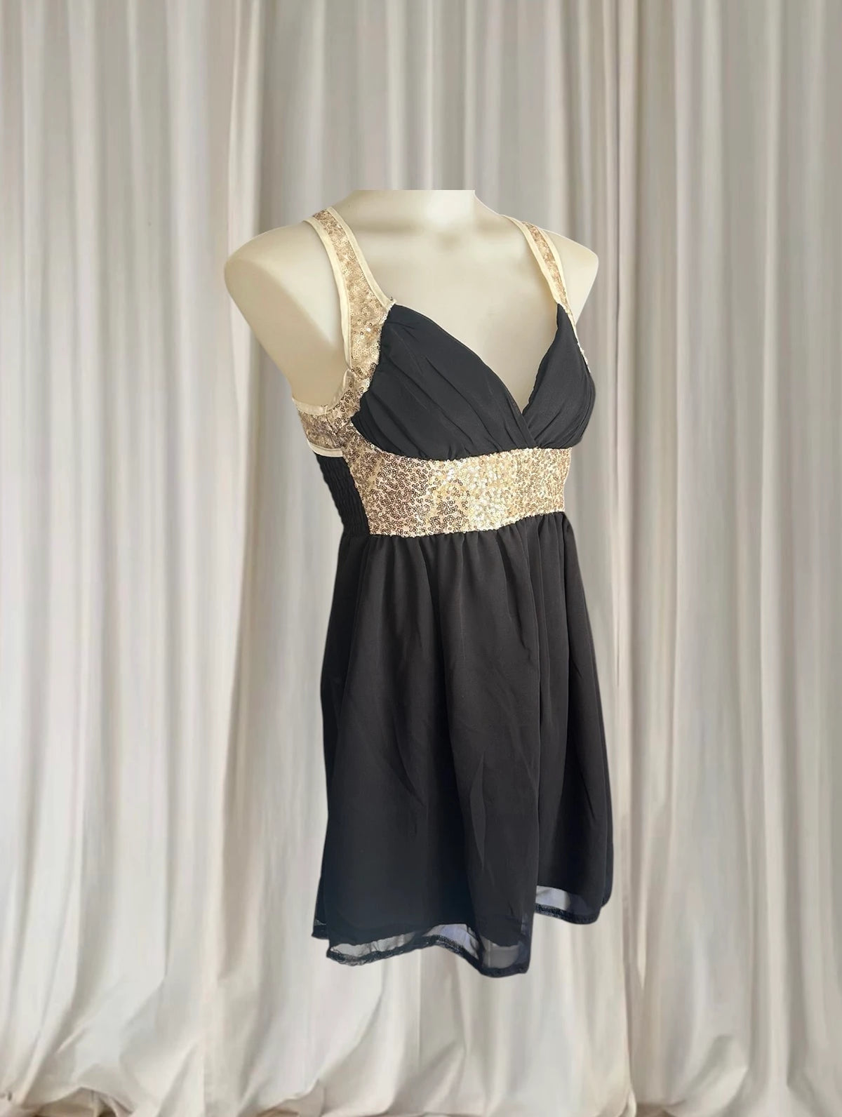 Ice Black And Gold Sequin Embellished Sleeveless Mini Dress - New With Tags - Image 2