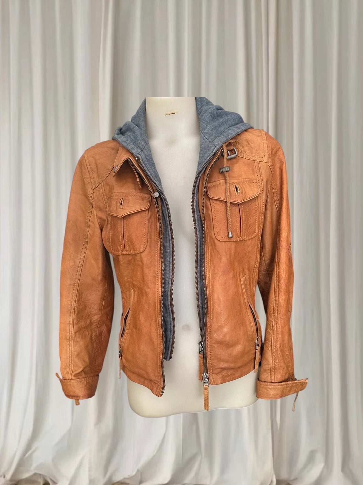 Vintage Mood By Derimod Double Layered Leather Women's Tan Leather Jacket  - Image 2
