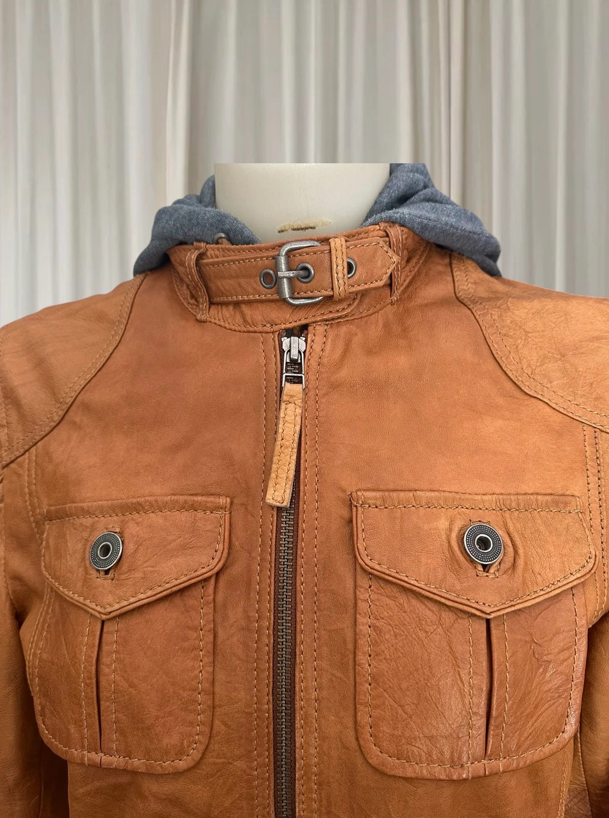 Vintage Mood By Derimod Double Layered Leather Women's Tan Leather Jacket  - Image 5