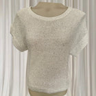 Vintage Y2K Knit Sequin Sweater - White Speckled Short Sleeve With Shimmer Detail - Image 2