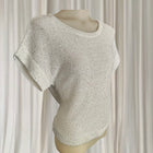 Vintage Y2K Knit Sequin Sweater - White Speckled Short Sleeve With Shimmer Detail - Image 3