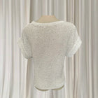 Vintage Y2K Knit Sequin Sweater - White Speckled Short Sleeve With Shimmer Detail - Image 5