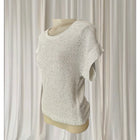 Vintage Y2K Knit Sequin Sweater - White Speckled Short Sleeve With Shimmer Detail - Image 4