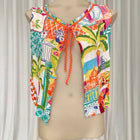 Sleeveless Bolero Shrug - Mediterranean Floral Tie-Front - Image 2