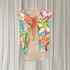 Sleeveless Bolero Shrug - Mediterranean Floral Tie-Front - Image 1