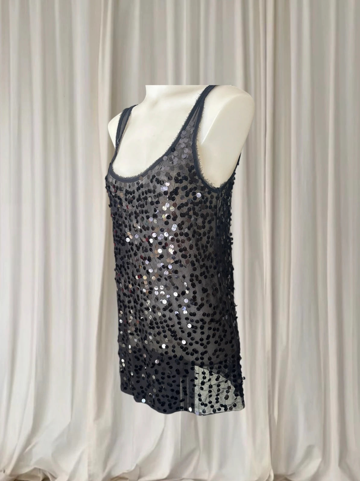 By Malene Birger Sequin Tank Top - Elegant Black Embellished Evening Wear - Image 3