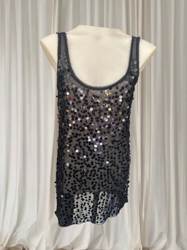 By Malene Birger Sequin Tank Top - Elegant Black Embellished Evening Wear - Image 1