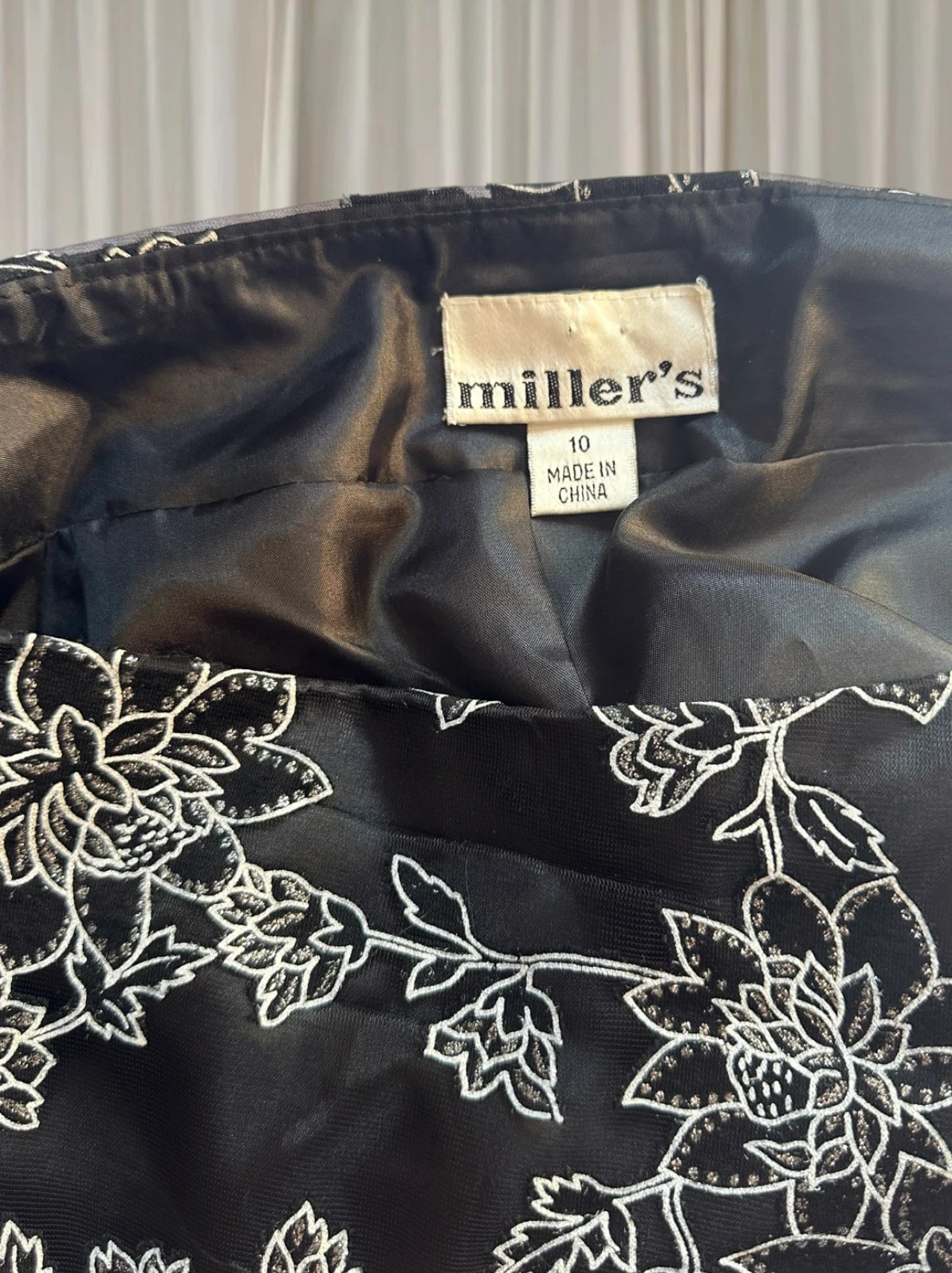 Millers Floral Embroidered Midi Skirt - Elegant Black And White Ribbon Detail - Image 6