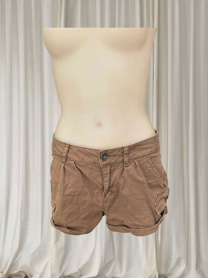 GRG MTL Montreal Khaki Pleated Cargo Shorts - Y2K Utility Mini Shorts - Image 1
