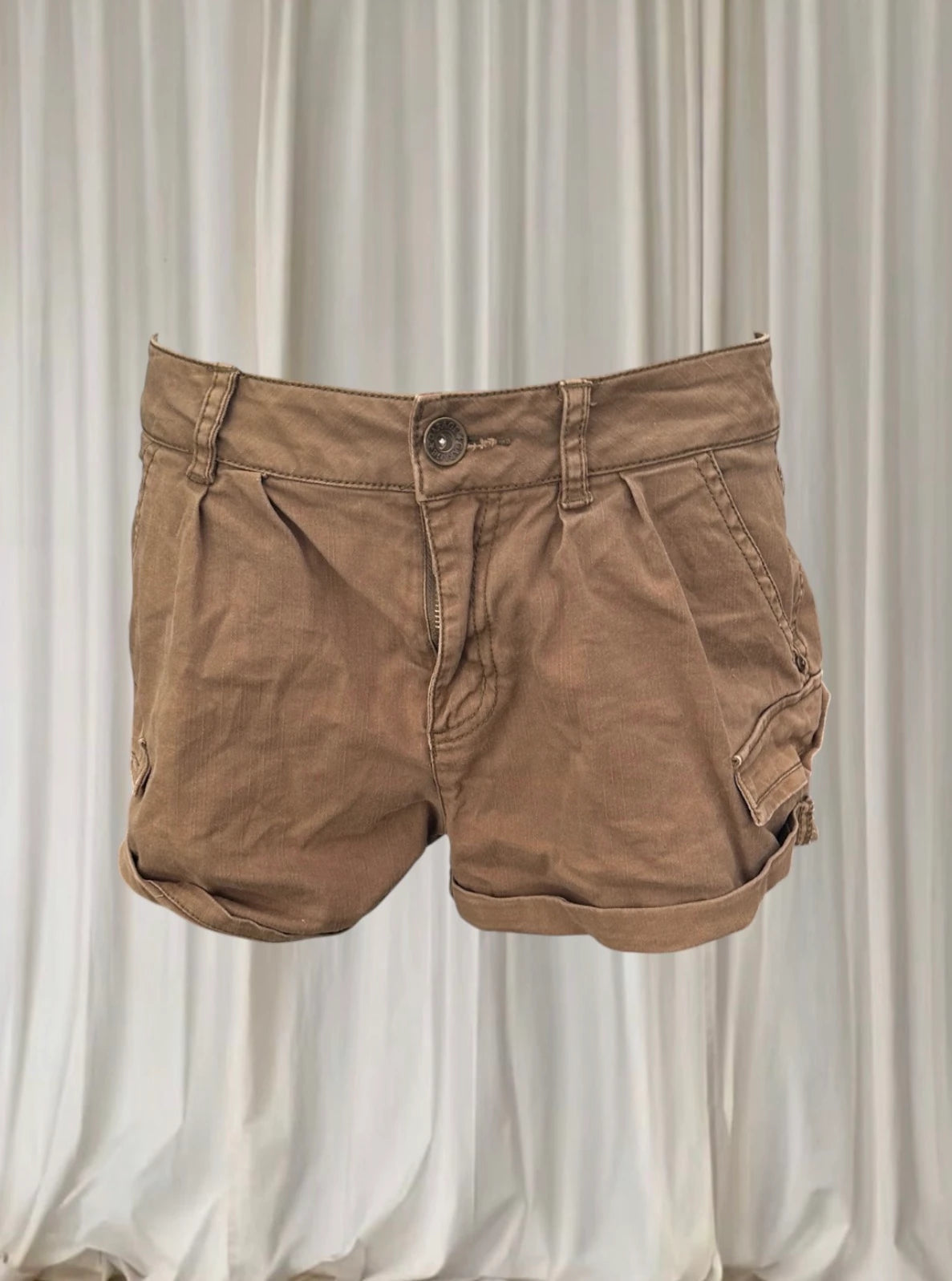 GRG MTL Montreal Khaki Pleated Cargo Shorts - Y2K Utility Mini Shorts - Image 4