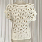 Teasel Cream Open Knit Wave Pattern Short Sleeve Sweater - Size 8 - Image 1