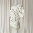 Teasel Cream Open Knit Wave Pattern Short Sleeve Sweater - Size 8 - Image 3