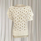Teasel Cream Open Knit Wave Pattern Short Sleeve Sweater - Size 8 - Image 2