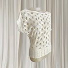 Teasel Cream Open Knit Wave Pattern Short Sleeve Sweater - Size 8 - Image 4