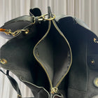 Andrew Marc Black Pebbled Faux Leather Handbag With Wooden Handles - Image 5